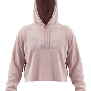 Juicy Couture Y2K Velour Hoodie Pink Rhinestone Bling Size S